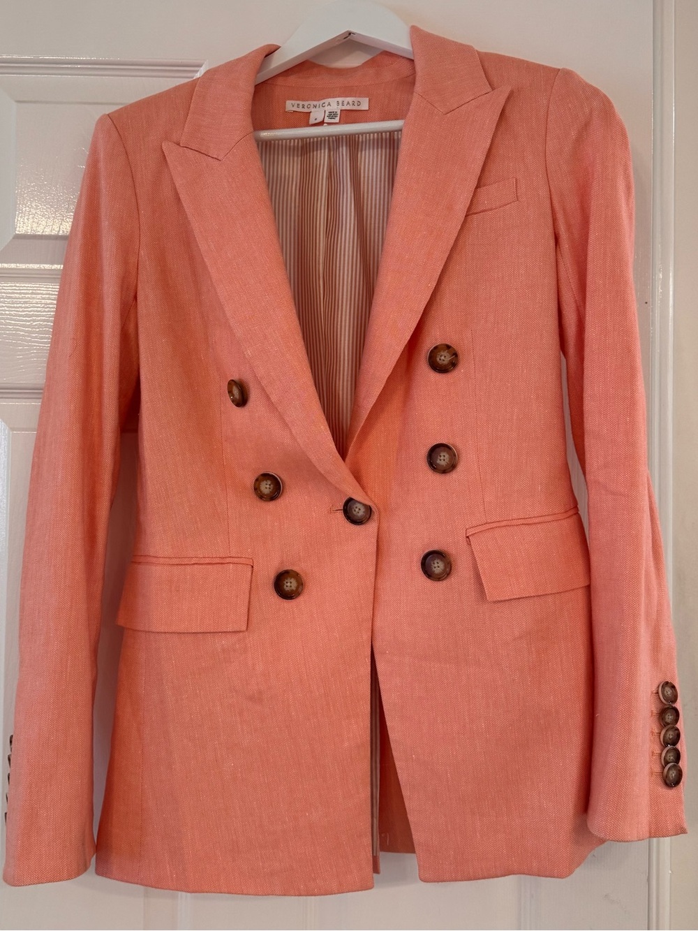 Veronica Beard Double-Breasted Peach Blazer Jacket - Picture 10 of 16